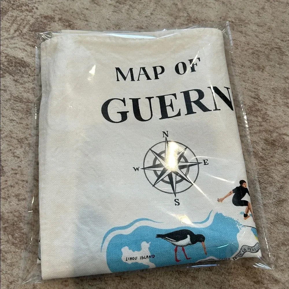 Map of Guernsey tea towel made by Jillvaudinpublishing